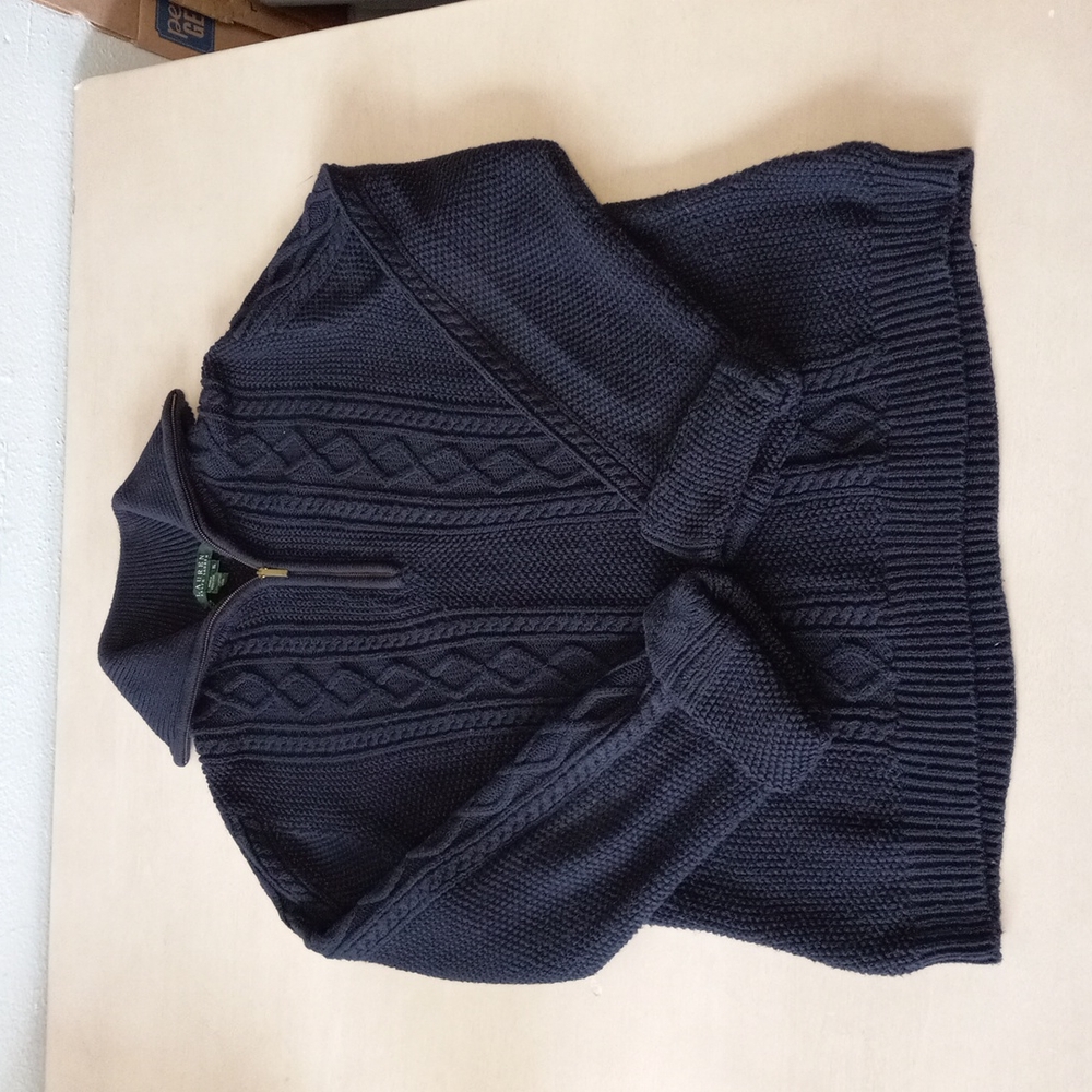 Ralph Lauren 1/4 Zip Knit Sweater Navy Blue XL